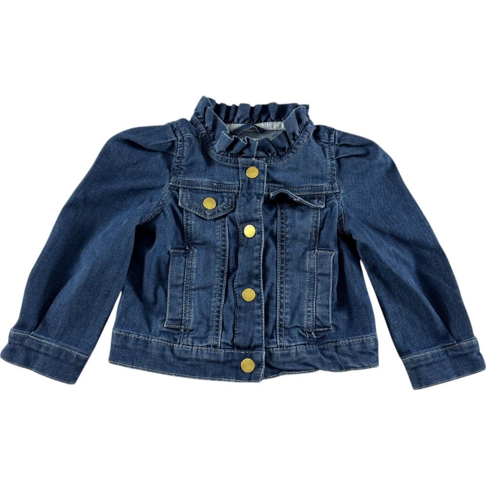 Jack Denim Jacket Toddler Size 12-18 Months Ruffle Neck Button Front Long Sleeve
